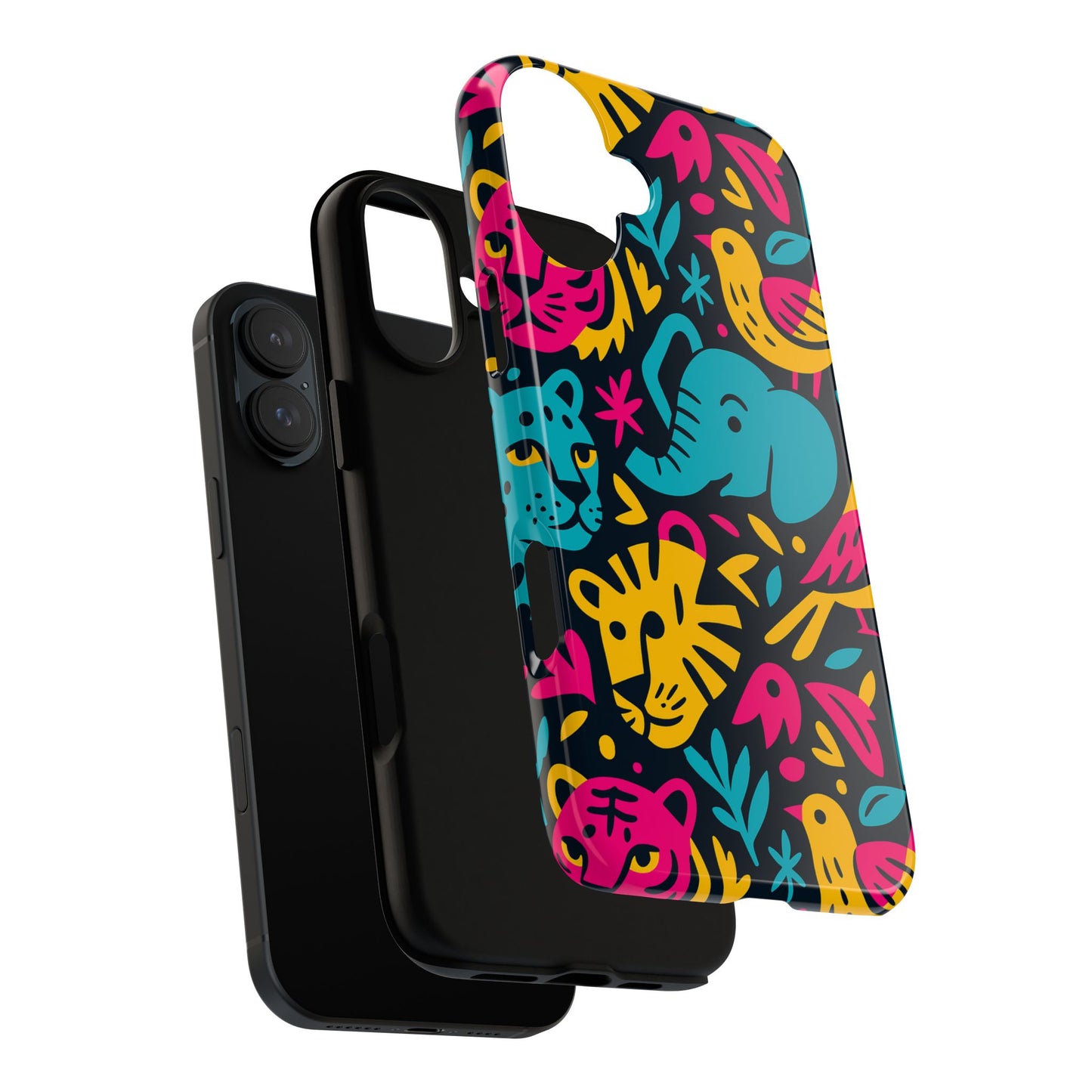 vibrant 3d animal print protective phone case colourful design for stylish protection compatible with iphone 13, 14, 15 & 16 – all models including pro, pro max & plus