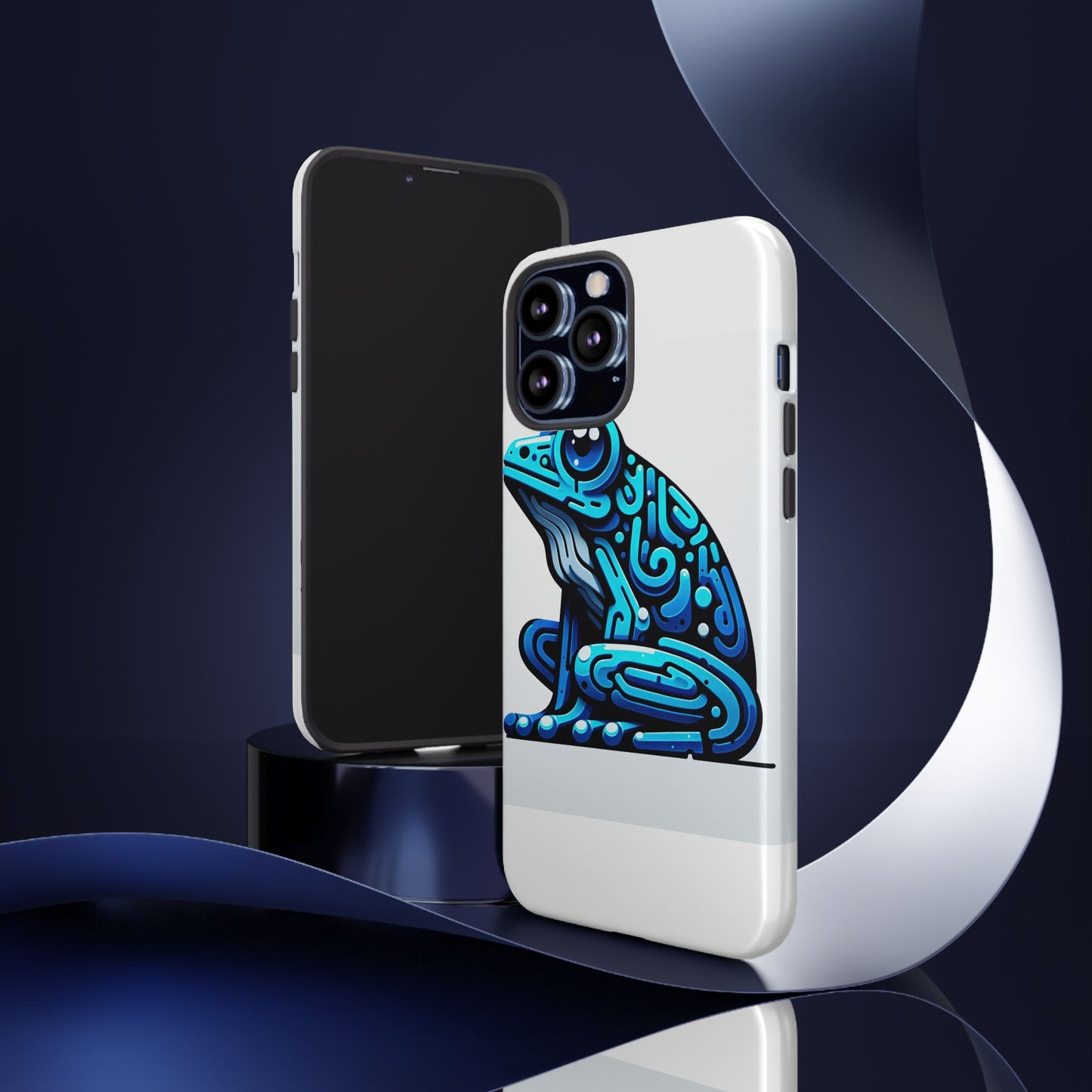 vibrant blue frog 3d wrap phone case for unique accessories retro style compatible with iphone 13, 14, 15 & 16 – all models including pro, pro max & plus