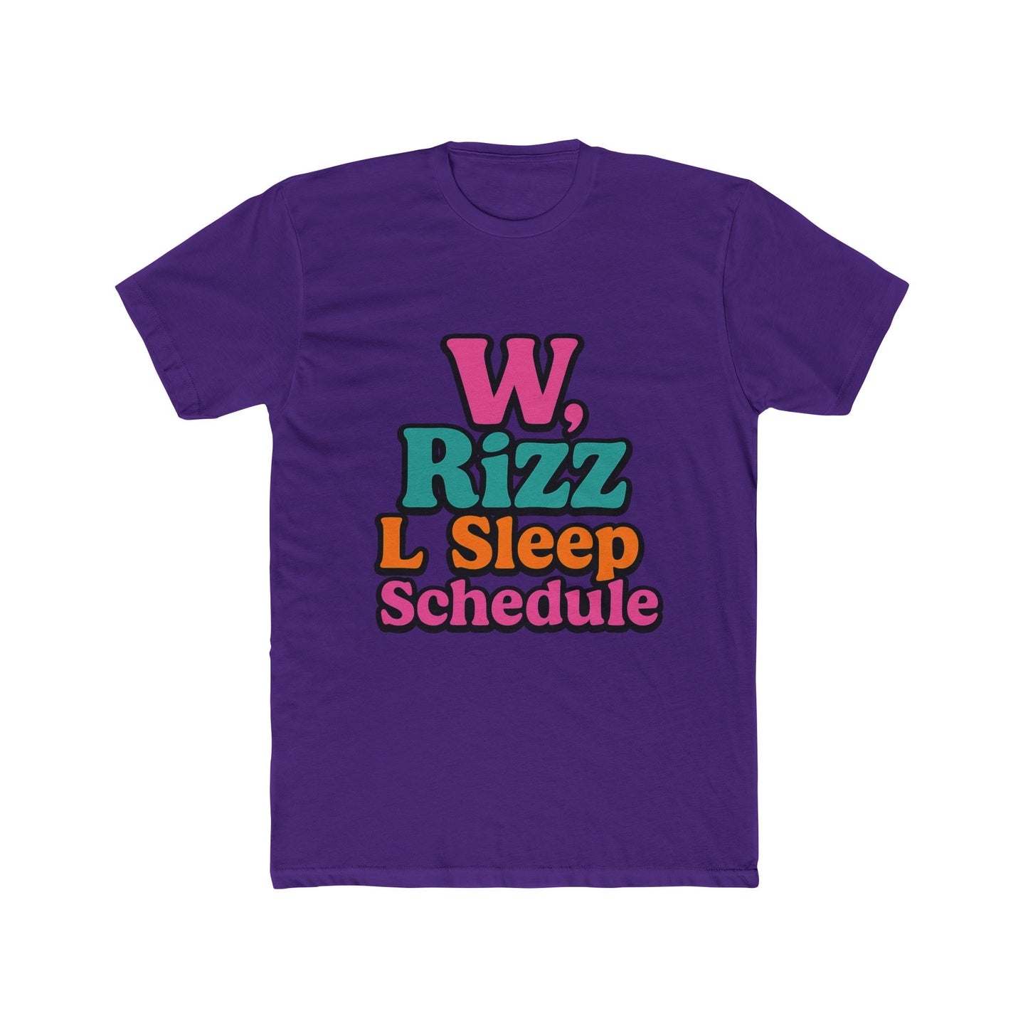 w, rizz, l sleep schedule meme unisex t-shirt - fun multicolor graphic tee for men and women, perfect gift for meme lovers