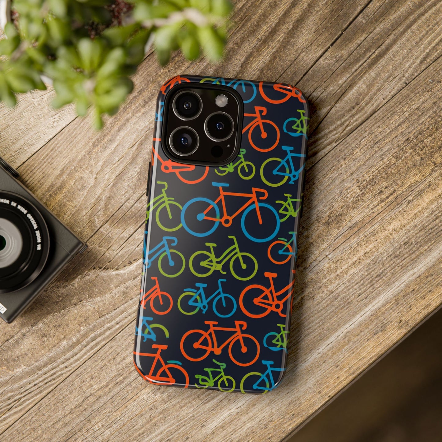 multicolour bicycle print protective phone case for smartphones – vibrant style and trendy accessory compatible with iphone 13, 14, 15 & 16 – all models including pro, pro max & plus