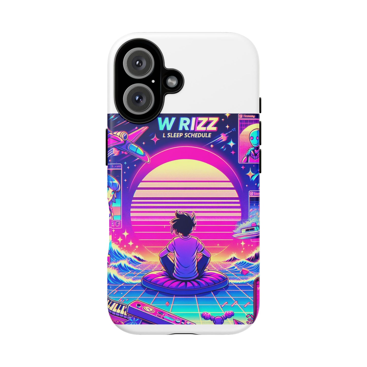 w rizz l sleep schedule protective phone case for anime lovers