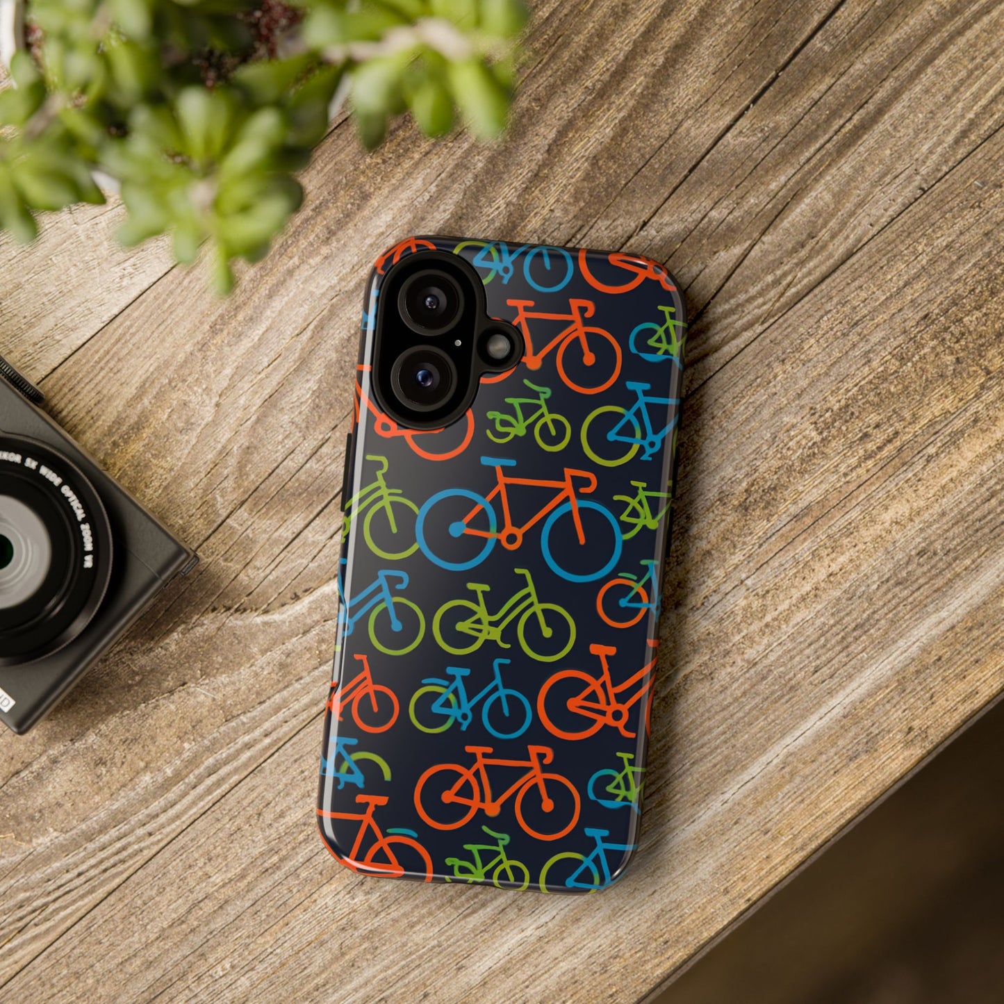 multicolour bicycle print protective phone case for smartphones – vibrant style and trendy accessory compatible with iphone 13, 14, 15 & 16 – all models including pro, pro max & plus