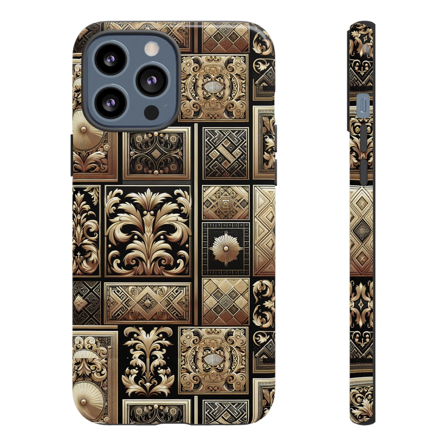pattern image 4 vibrant 3d phone case for anime and comic fans with baroque gold ornate design compatible with iphone 13, 14, 15 & 16 – all models including pro, pro max & plus