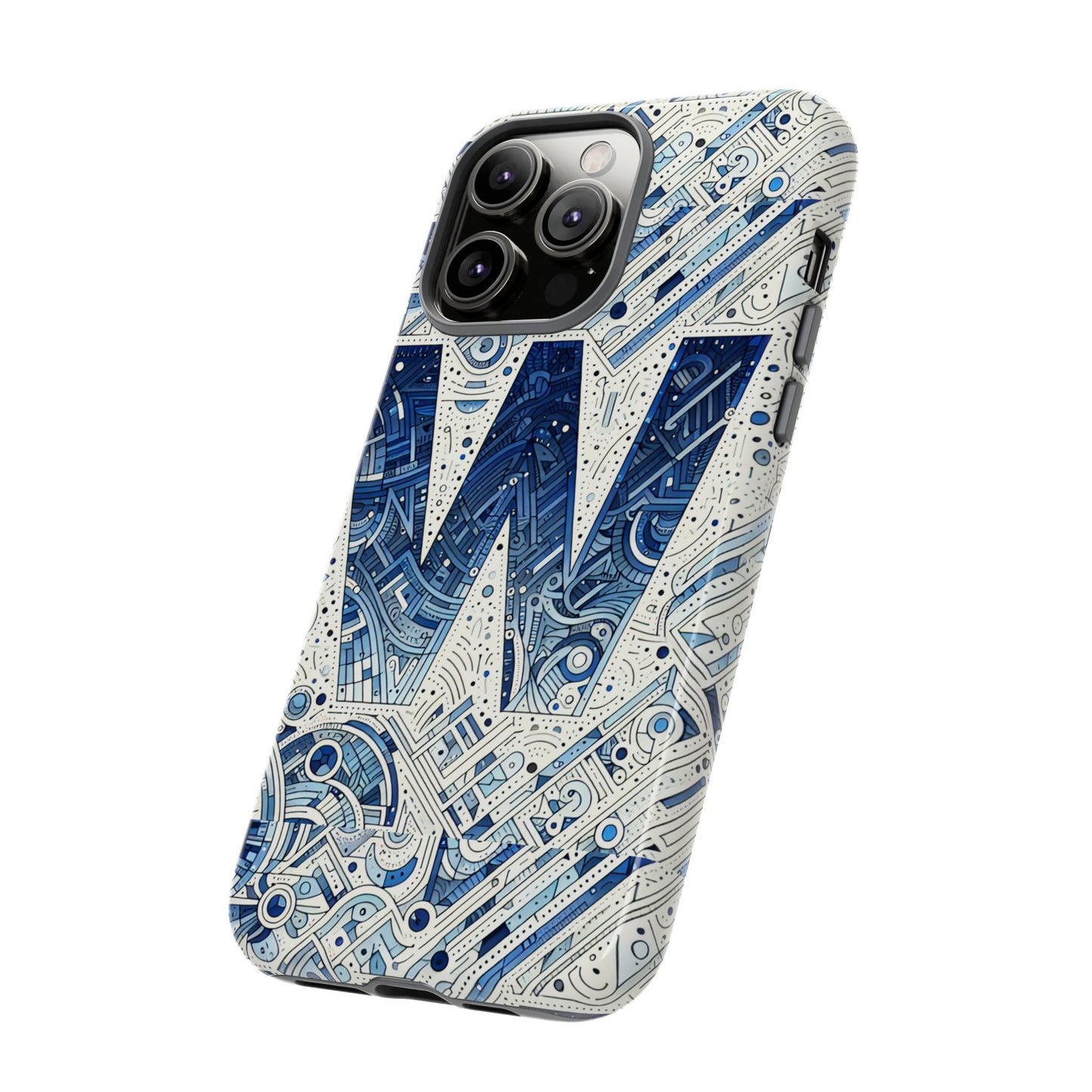 blue alphabet w phone case for smartphones - vibrant 3d wrap design with shock absorption and uv protection, suitable for fans of anime, comics, and unique accessories