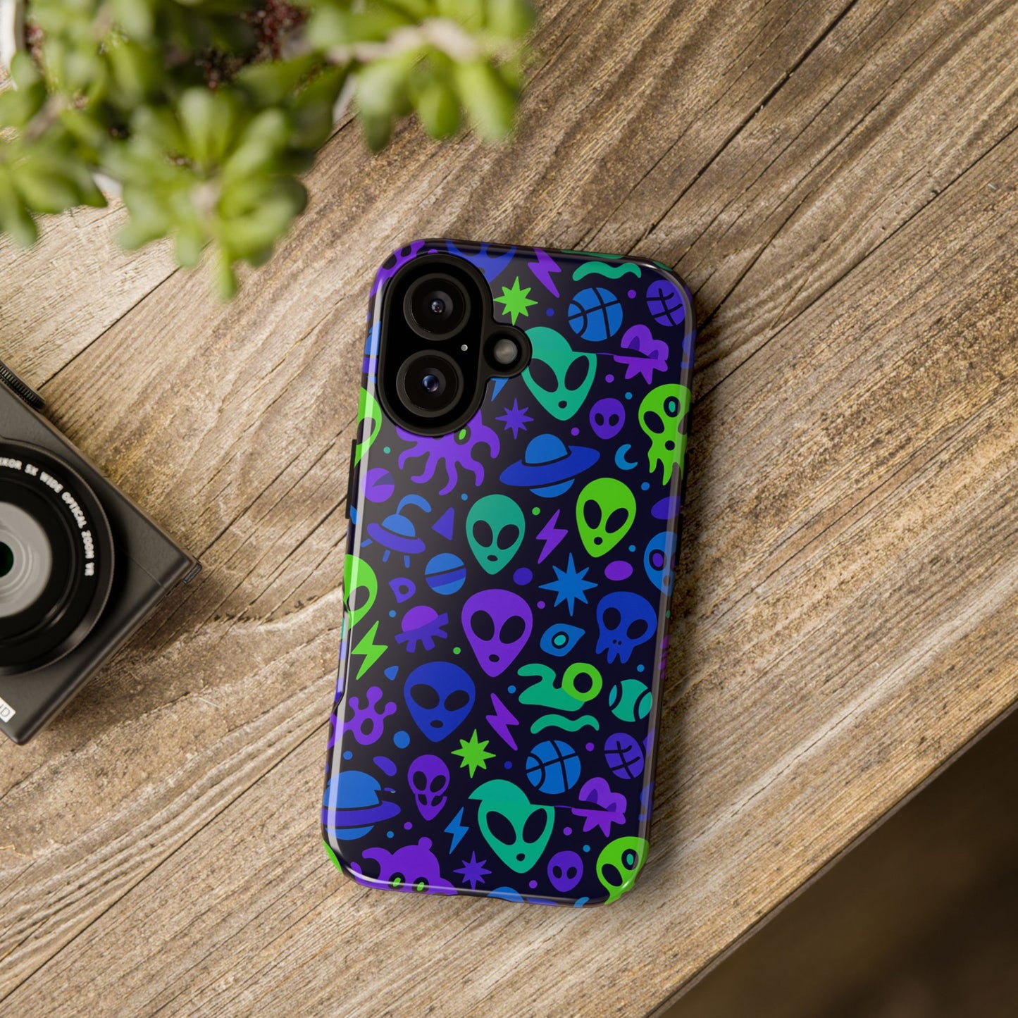 vibrant 3d alien and space design protective phone case for unisex smartphone accessories compatible with iphone 13, 14, 15 & 16 – all models including pro, pro max & plus