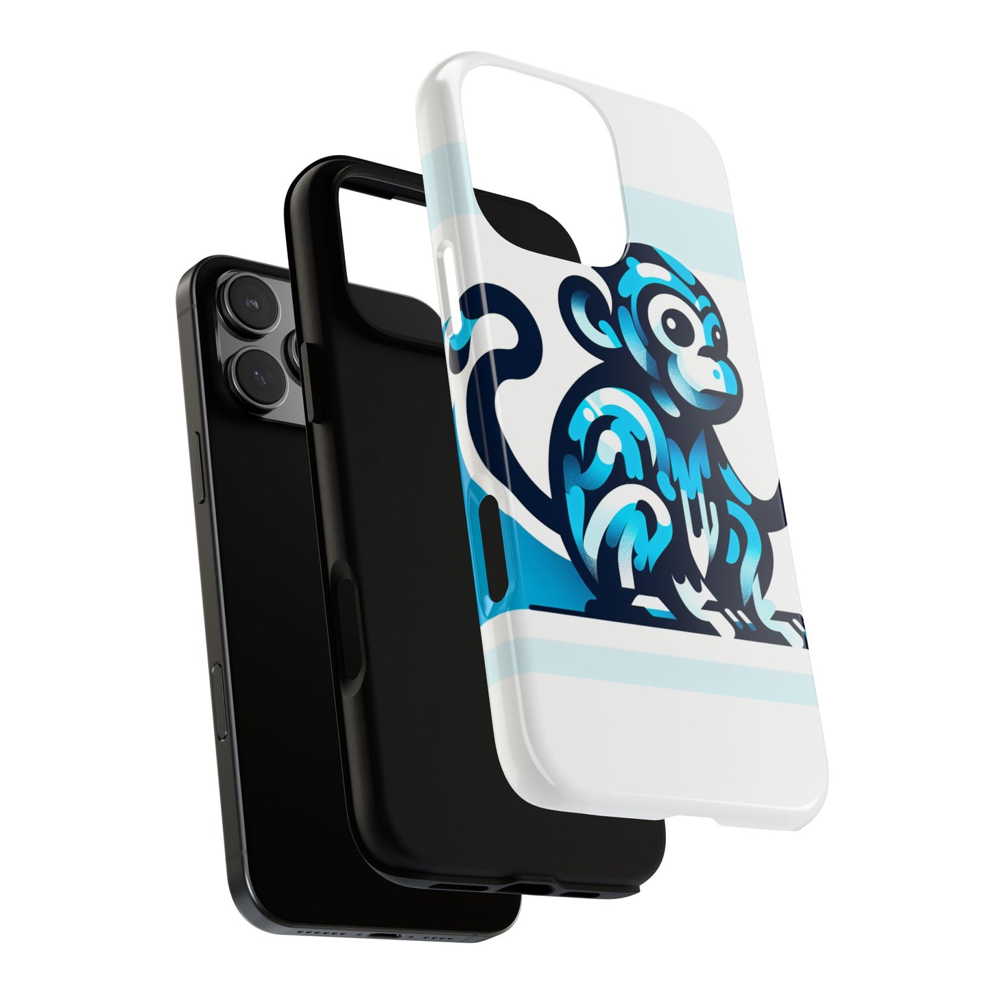 vibrant 3d monkey-inspired phone case for stylish protection in blue – unisex design compatible with iphone 13, 14, 15 & 16 – all models including pro, pro max & plus