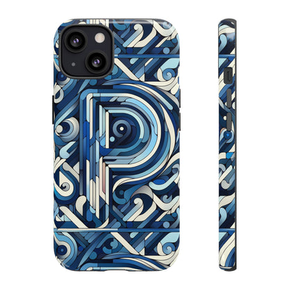 Blue Alphabet P Phone Case with 3D Wrap Design for Kids and Teens Durable Shockproof Protective Cover for Smartphones