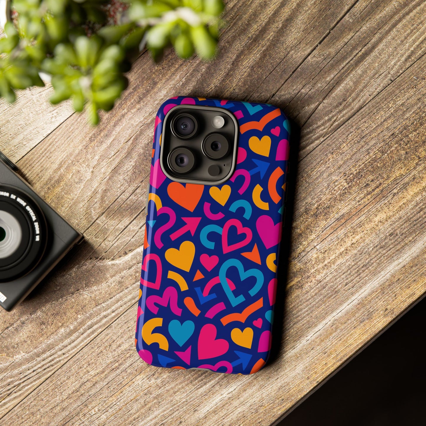 vibrant multicolour heart pattern protective phone case with 3d wrap design for stylish smartphone accessories compatible with iphone 13, 14, 15 & 16 – all models including pro, pro max & plus