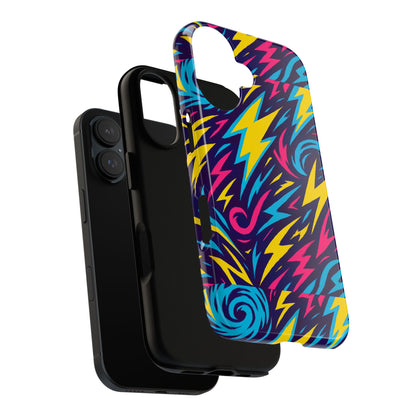 Vibrant Retro Lightning Bolt Protective Phone Case with 3D Design for Fashion Lovers Compatible with iPhone 13, 14, 15 & 16 – all models including Pro, Pro Max & Plus