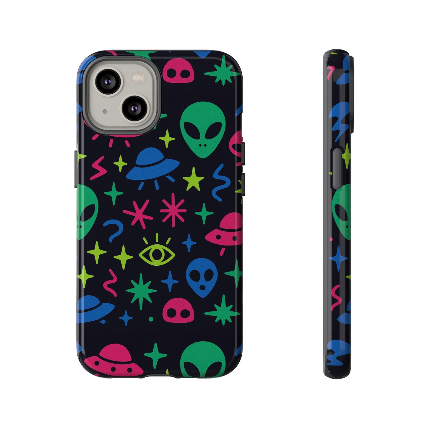 vibrant alien pattern protective phone case with 3d wrap design for unique expression – stylish protection compatible with iphone 13, 14, 15 & 16 – all models including pro, pro max & plus
