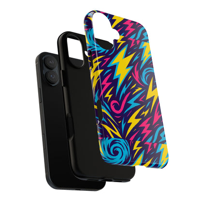 Vibrant Retro Lightning Bolt Protective Phone Case with 3D Design for Fashion Lovers Compatible with iPhone 13, 14, 15 & 16 – all models including Pro, Pro Max & Plus
