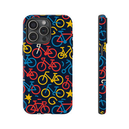 Multicolor Bicycle Pattern Protective Phone Case – Vibrant 3D Design for Stylish Protection – Compatible with iPhone 13, 14, 15 & 16 – All Models Including Pro, Pro Max & Plus