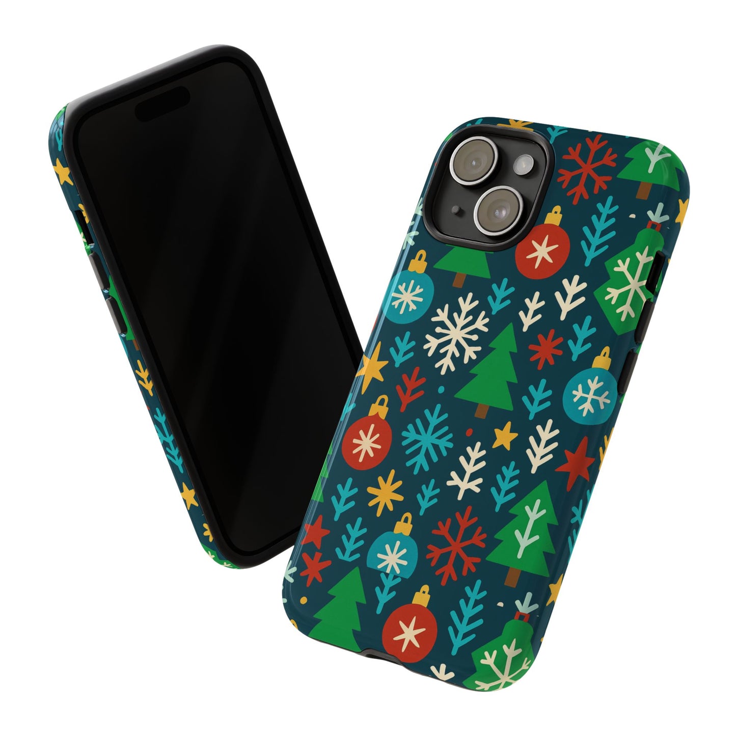 multicolour 3d wrap protective phone case with retro christmas design for stylish protection – compatible with iphone 13, 14, 15 & 16 – all models including pro, pro max & plus