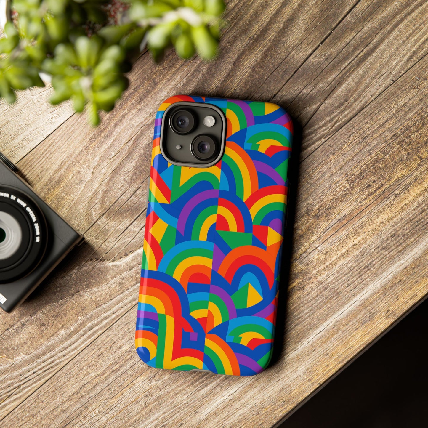 multicolour rainbow protective phone case with 3d design for stylish protection compatible with iphone 13, 14, 15 & 16 – all models including pro, pro max & plus