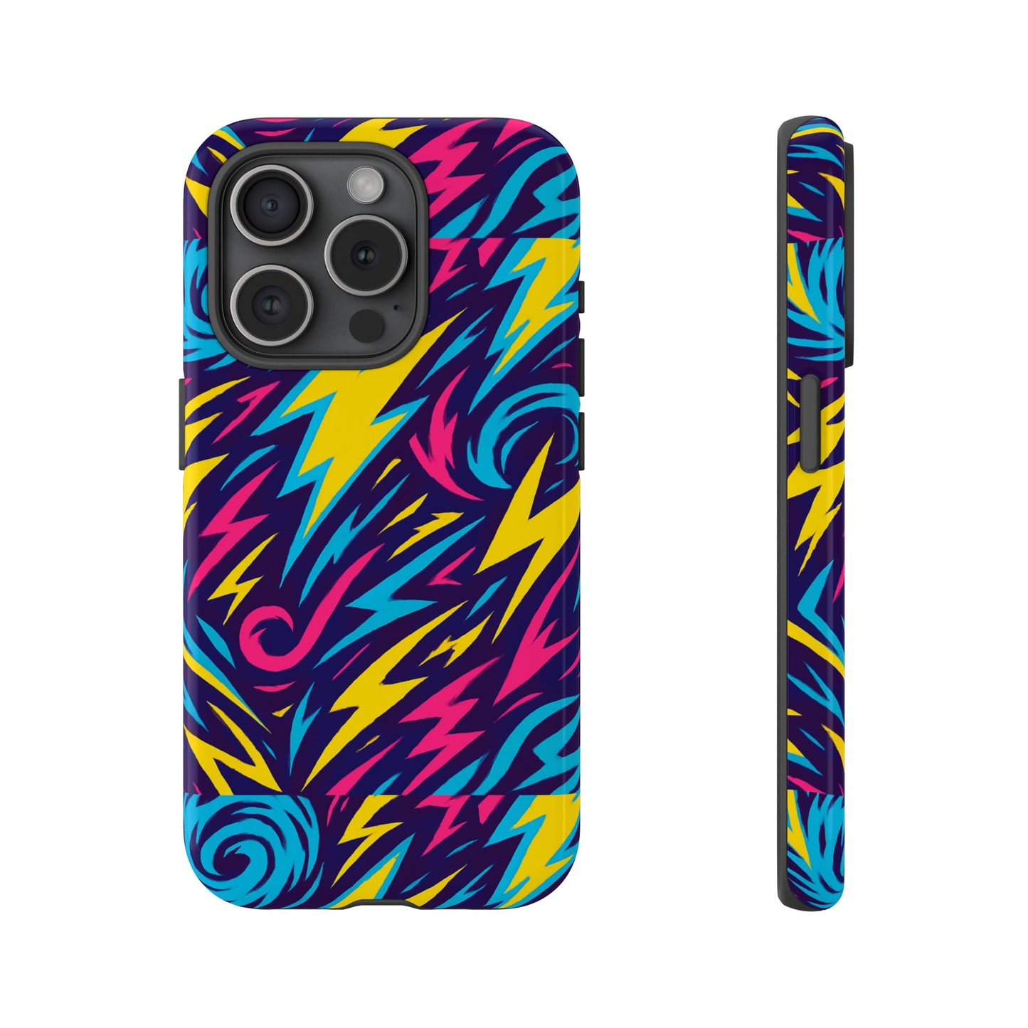 vibrant retro lightning bolt protective phone case with 3d design for fashion lovers compatible with iphone 13, 14, 15 & 16 – all models including pro, pro max & plus