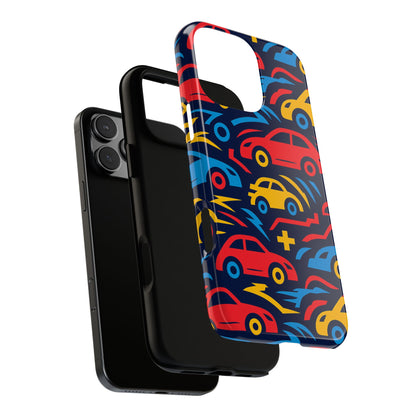 Multicolour Retro 3D Wrap Protective Phone Case with Vibrant Car Design for Stylish Protection Compatible with iPhone 13, 14, 15 & 16 – all models including Pro, Pro Max & Plus