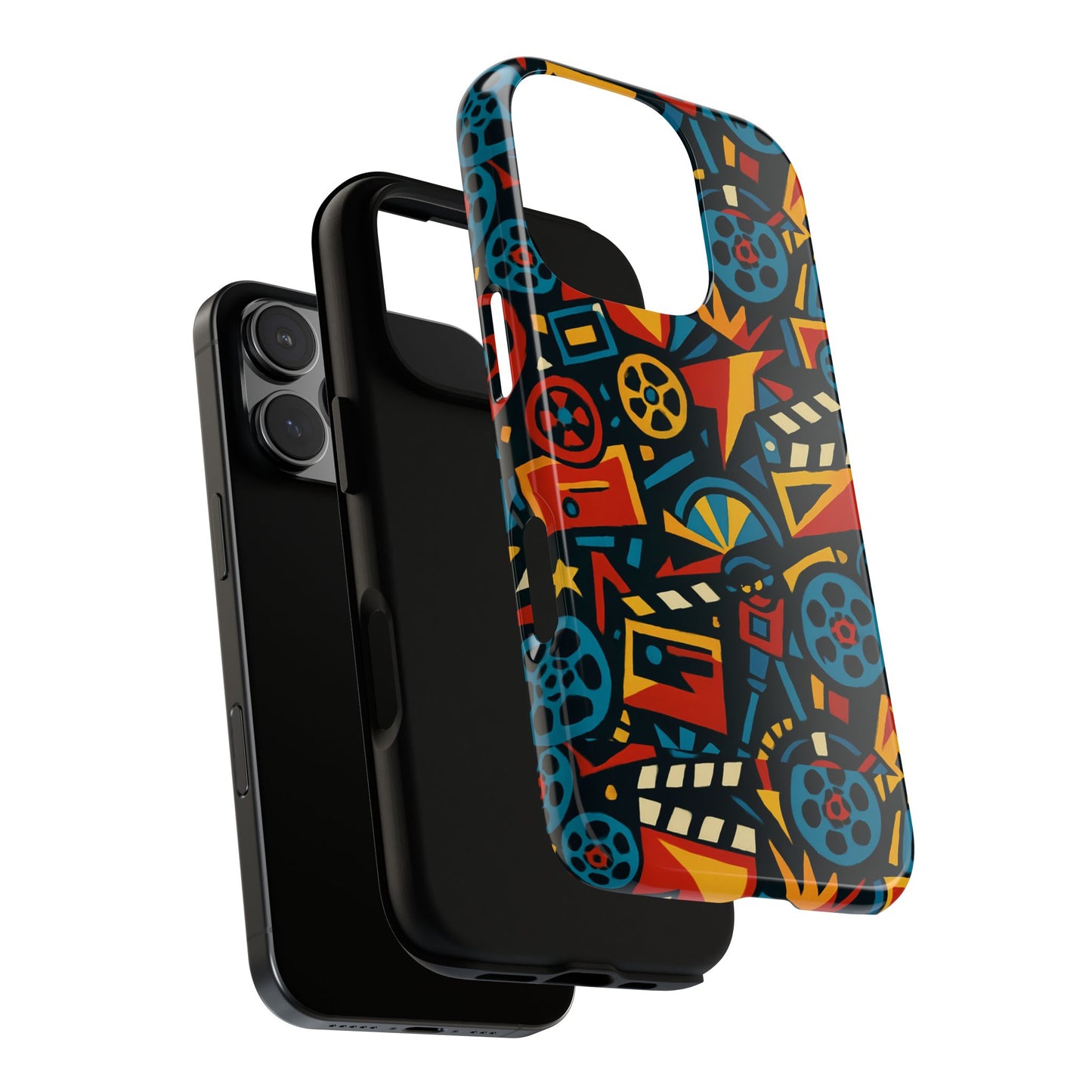vibrant retro movie-inspired protective phone case with 3d design for stylish protection compatible with iphone 13, 14, 15 & 16 – all models including pro, pro max & plus