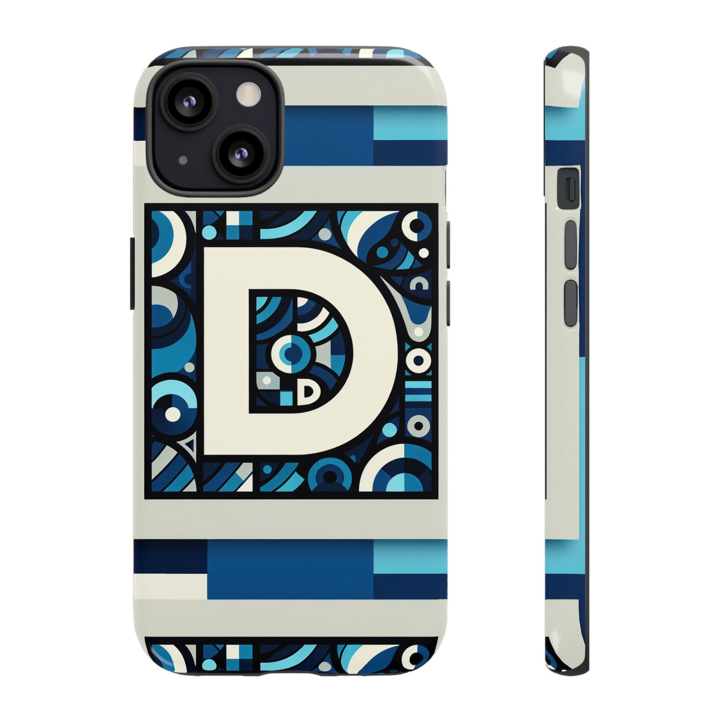 blue alphabet letter d phone case with 3d wrap and shock protection for kids and teens