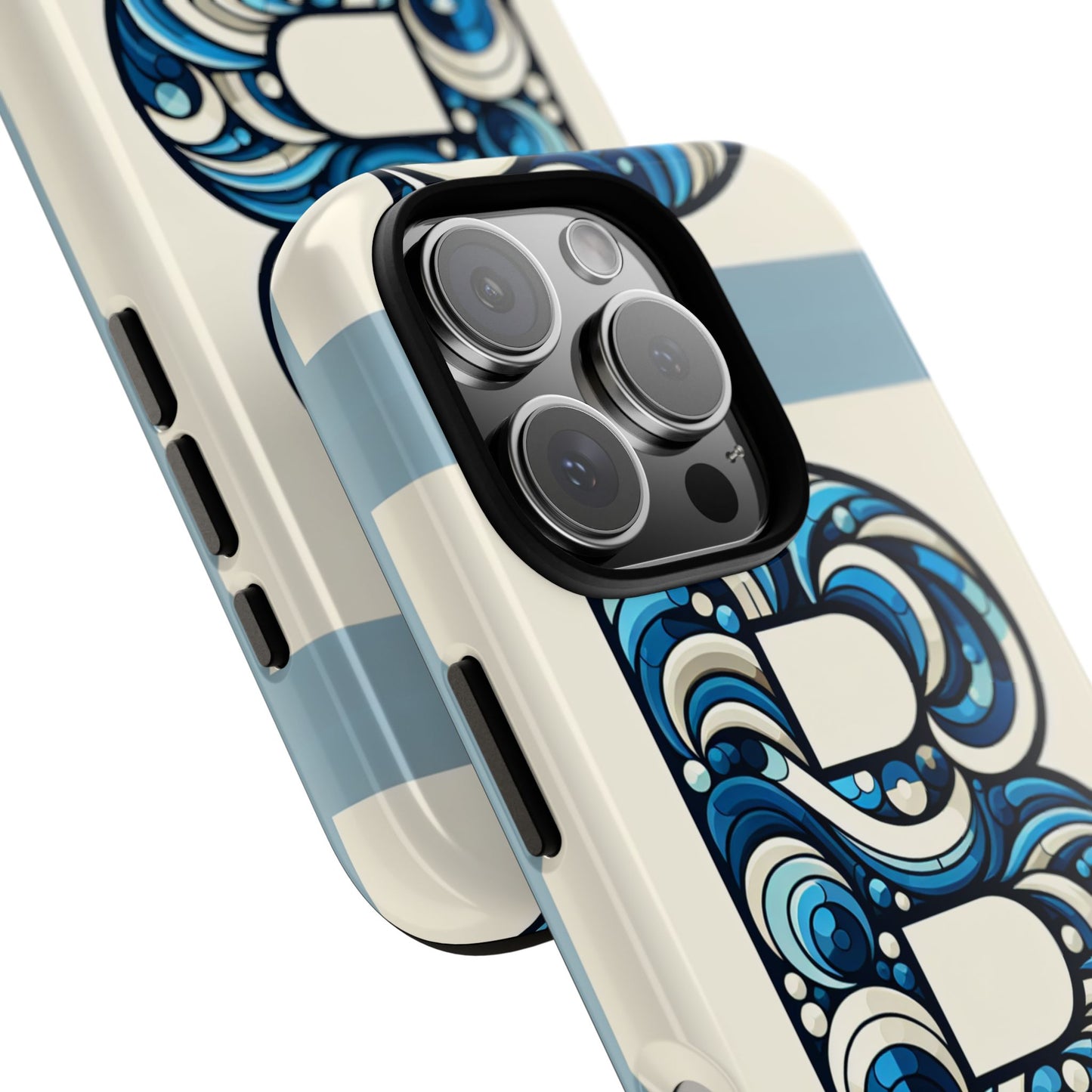 blue alphabet letter b phone case with 3d wrap and shock protection for kids and teens durable tpu cover with vibrant design