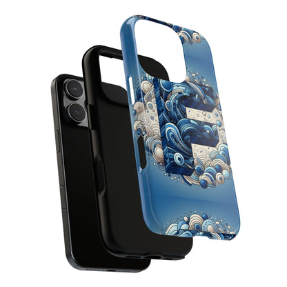 Blue Alphabet F Phone Case for iPhone and Android Durable Shockproof Cover with 3D Wrap Design and UV Protection
