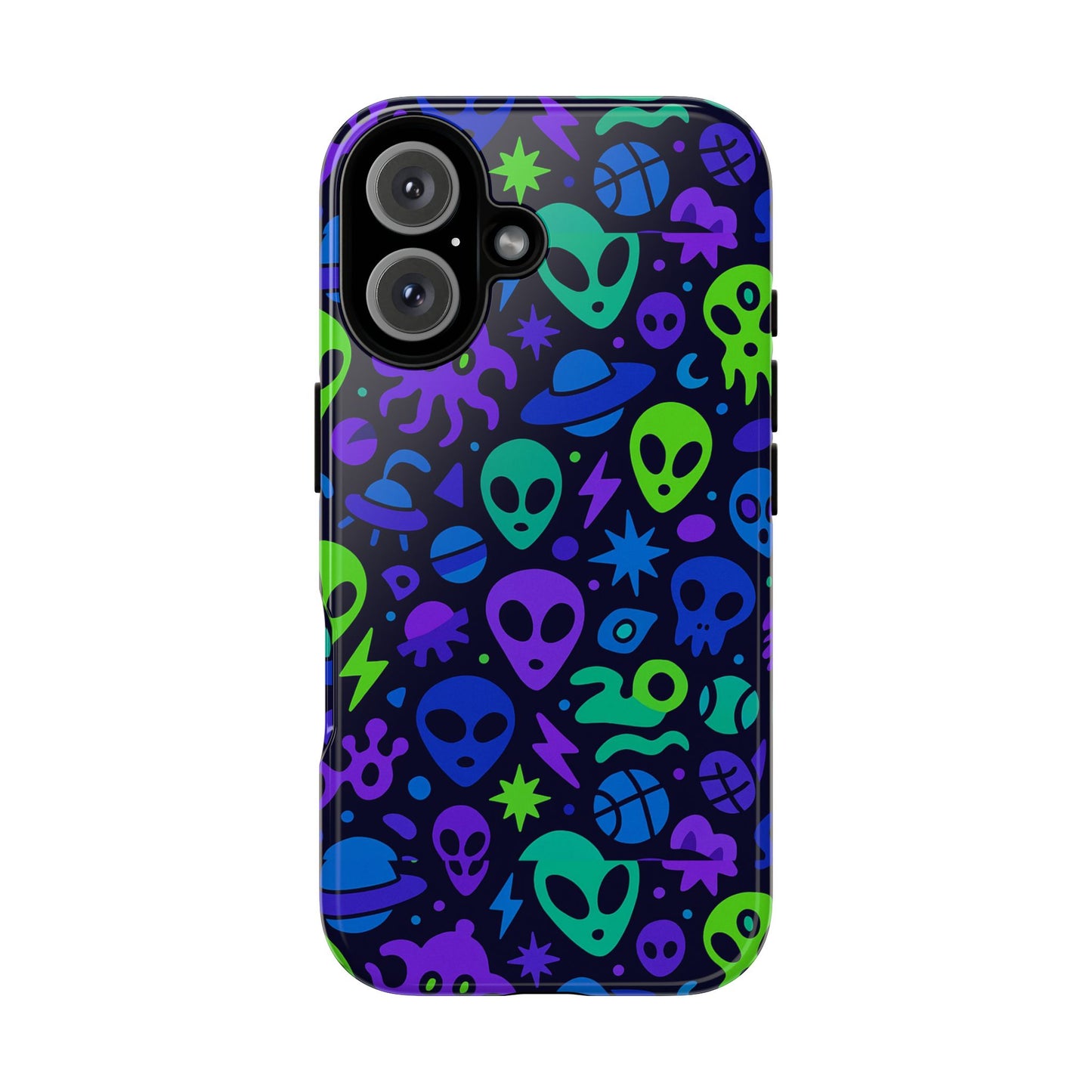 vibrant 3d alien and space design protective phone case for unisex smartphone accessories compatible with iphone 13, 14, 15 & 16 – all models including pro, pro max & plus