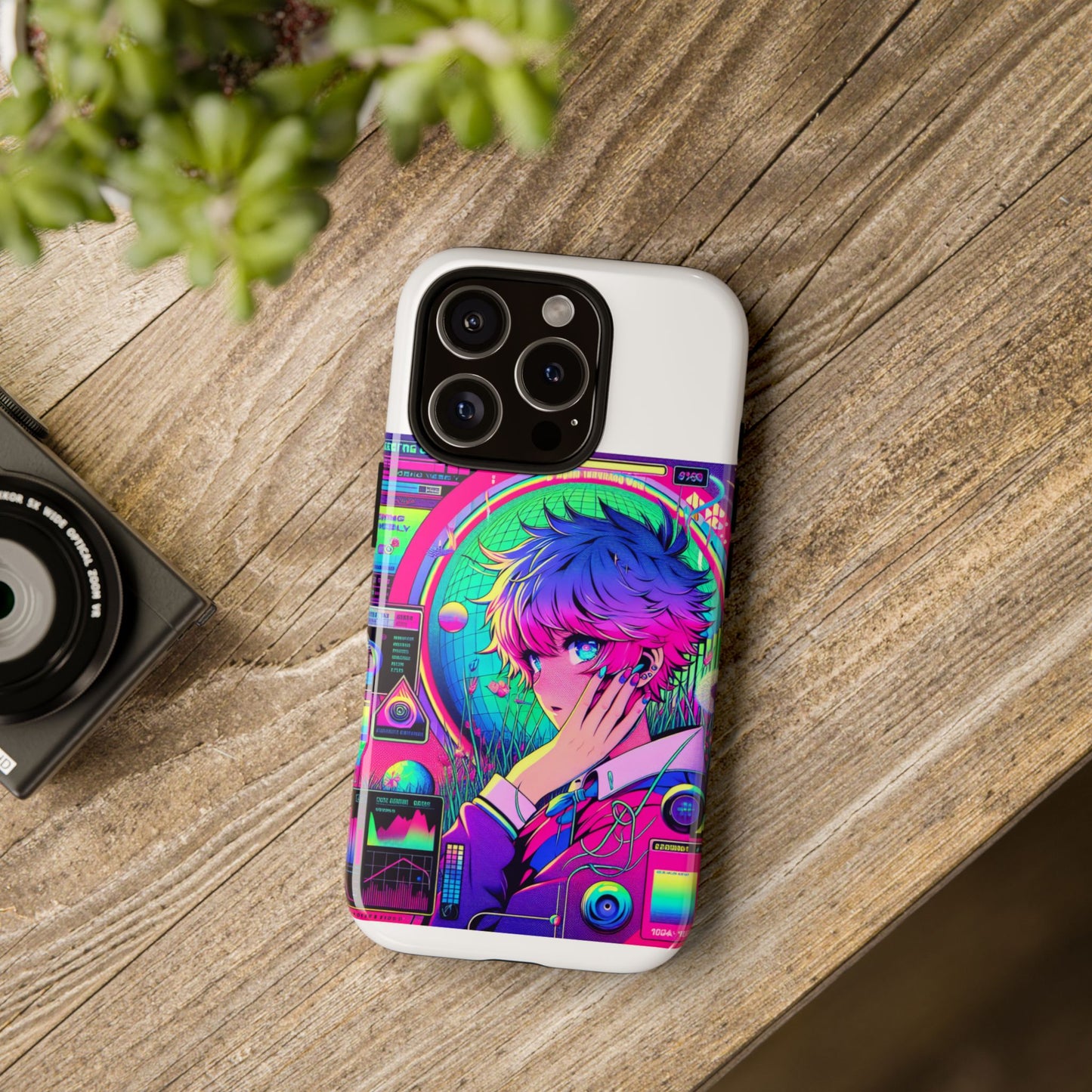 touching grass weekly vibrant protective phone case for smartphones, retro anime design, shock absorbent tpu, uv protected, unique gift for tech enthusiasts