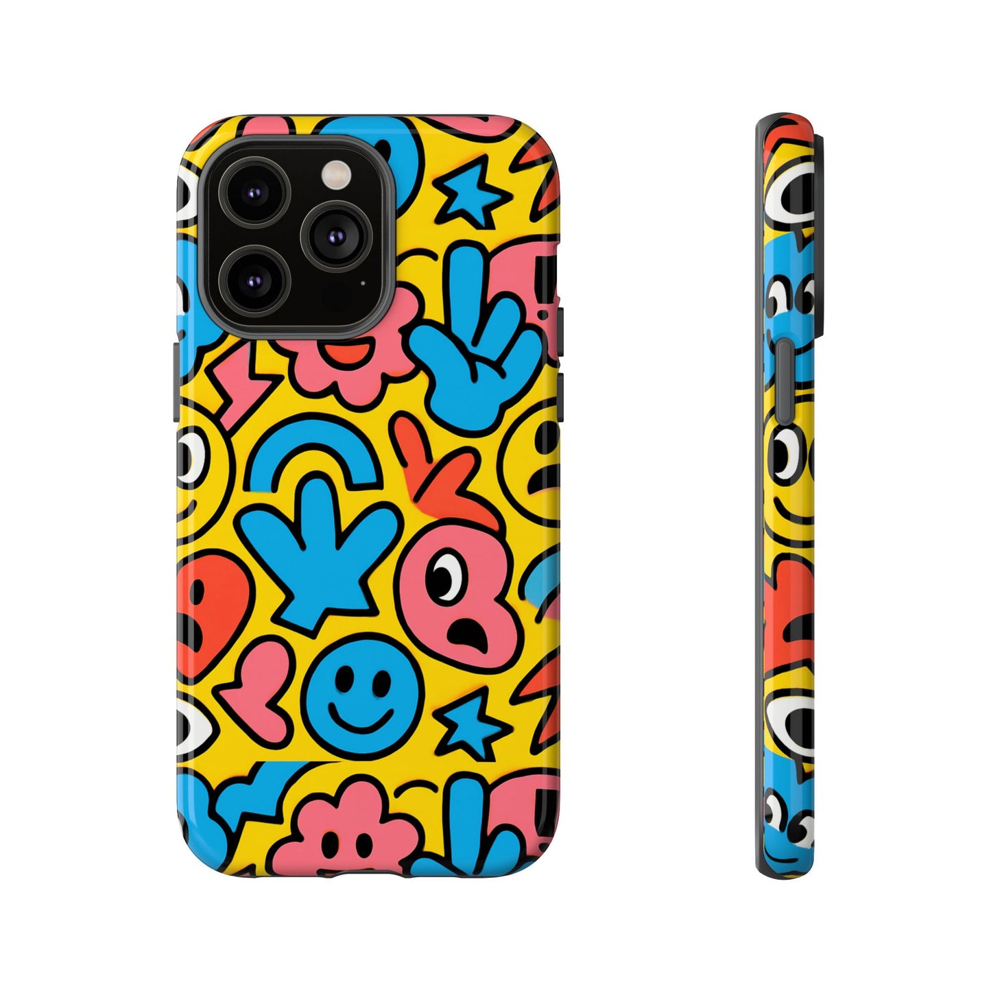vibrant emoji phone case with fun 3d multicolour design, playful protective cover for kids and teens, compatible with iphone 13, 14, 15 & 16 – all models including pro, pro max & plus