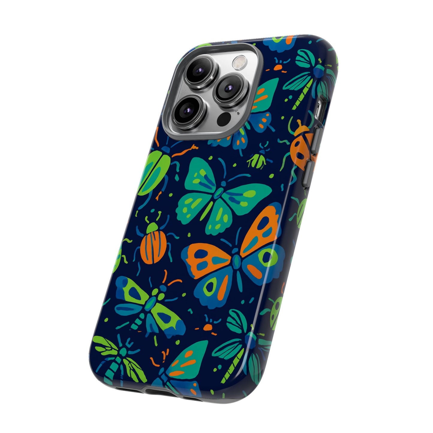 vibrant insect pattern protective phone case for stylish protection – multicolour 3d design compatible with iphone 13, 14, 15 & 16 – all models including pro, pro max & plus