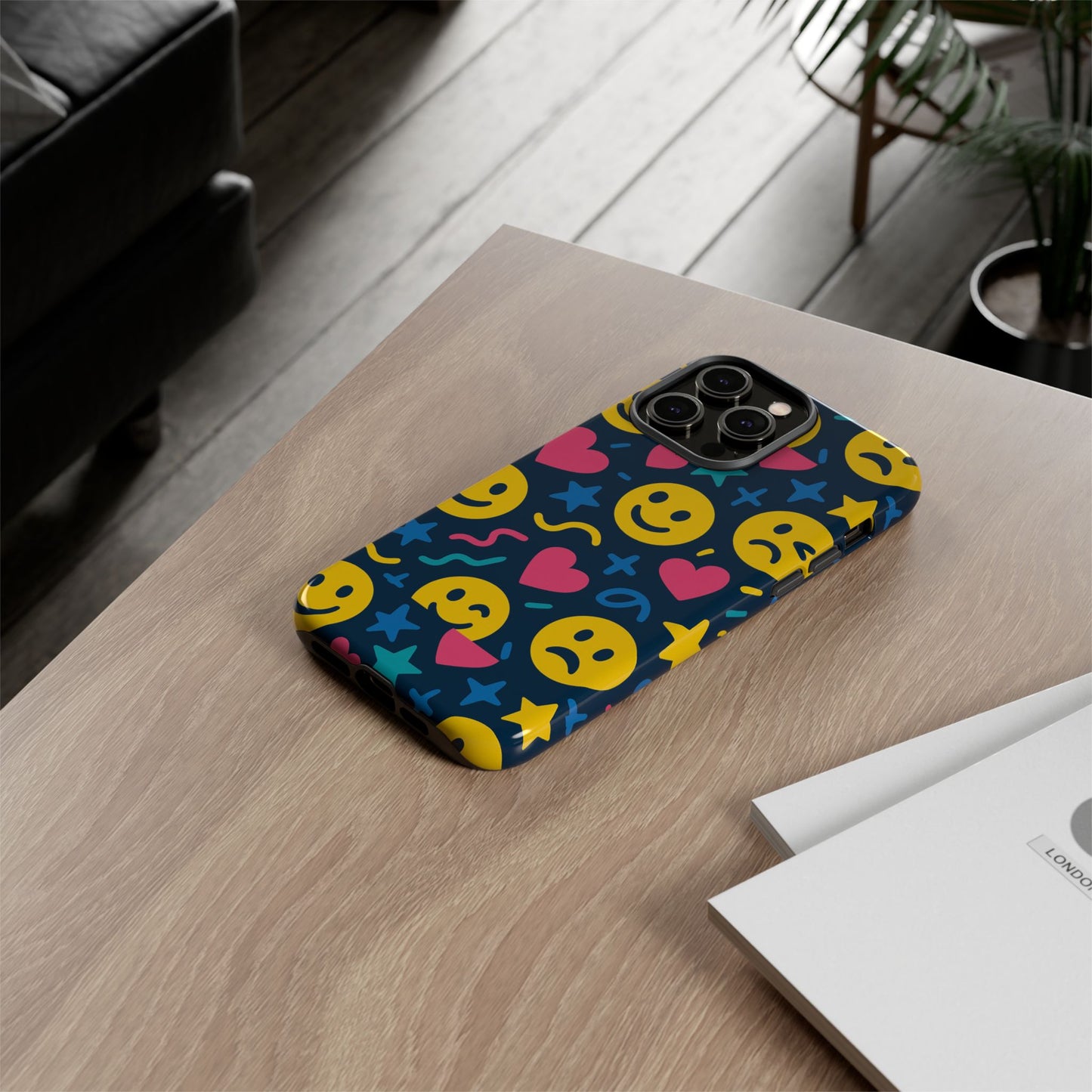 vibrant multicolour emoji phone case with 3d wrap design for playful protection compatible with iphone 13, 14, 15 & 16 – all models including pro, pro max & plus