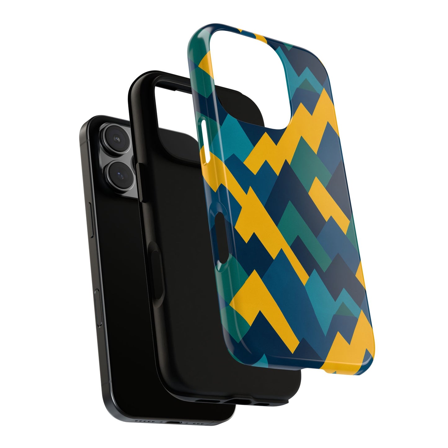 vibrant geometric mountain design protective phone case for unique style and durable protection compatible with iphone 13, 14, 15 & 16 – all models including pro, pro max & plus