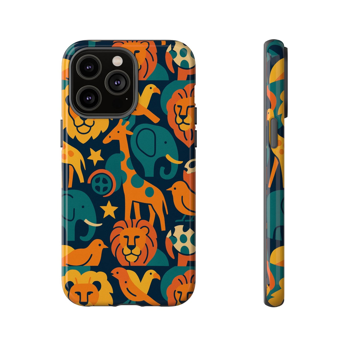 vibrant animal print protective phone case in multicolour – playful design for stylish protection – compatible with iphone 13, 14, 15 & 16 – all models including pro, pro max & plus