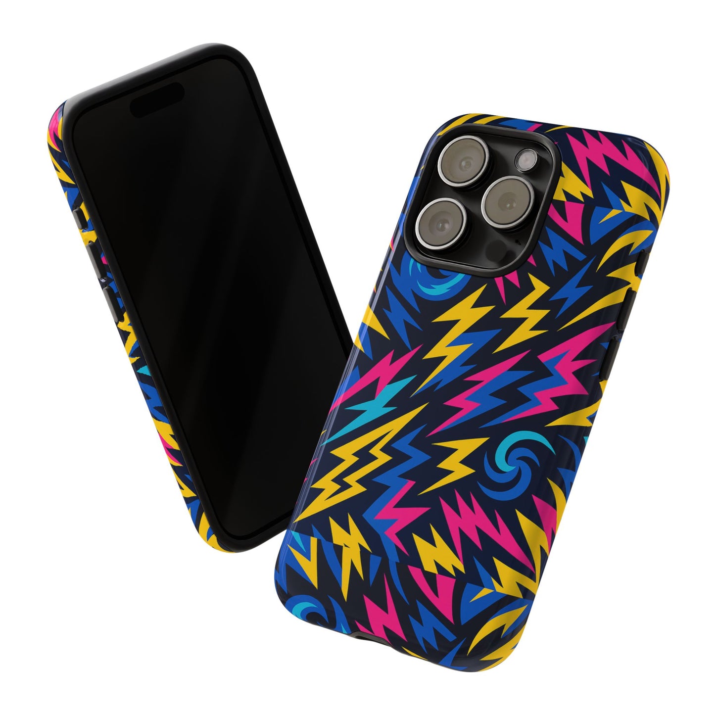 vibrant lightning bolt protective phone case with 3d wrap design for trendy aesthetic accessories compatible with iphone 13, 14, 15 & 16 – all models including pro, pro max & plus