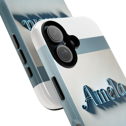 Sleek 3D Glossy Phone Case in Blue with Elegant Name Design Fashion Accessory for Personal Expression Compatible with iPhone 13, 14, 15 & 16 – all models including Pro, Pro Max & Plus