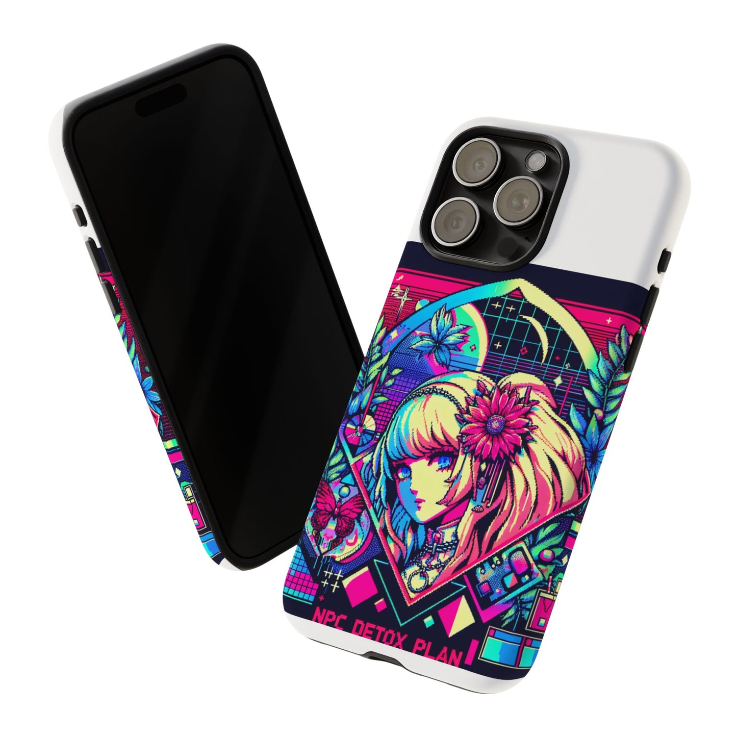npc detox plan - vibrant protective phone case for anime and comic lovers, durable shock absorption, uv protected, glossy or matte finish