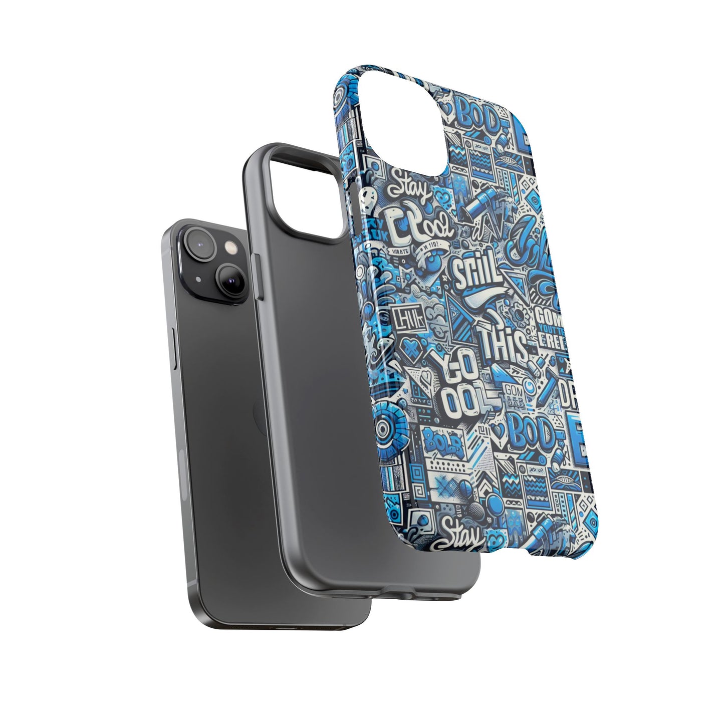 3d wrap protective phone case in vibrant blue retro design for unique style and playful expression compatible with iphone 13, 14, 15 & 16 – all models including pro, pro max & plus