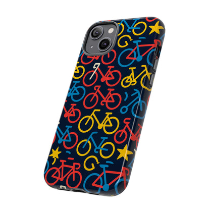 Multicolor Bicycle Pattern Protective Phone Case – Vibrant 3D Design for Stylish Protection – Compatible with iPhone 13, 14, 15 & 16 – All Models Including Pro, Pro Max & Plus