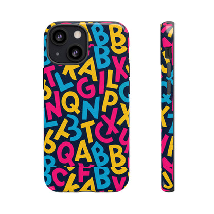 Multicolour 3D Wrap Phone Case with Playful Alphabet Design – Stylish Protection for Smartphones Compatible with iPhone 13, 14, 15 & 16 – All Models Including Pro, Pro Max & Plus