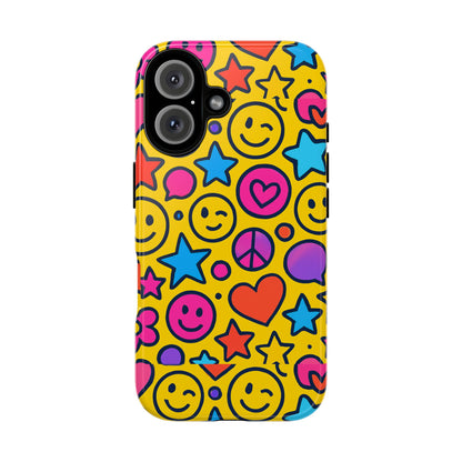 Multicolour Emoji Protective Phone Case with 3D Wrap Design for Stylish Protection and Individual Expression Compatible with iPhone 13, 14, 15 & 16 – all models including Pro, Pro Max & Plus