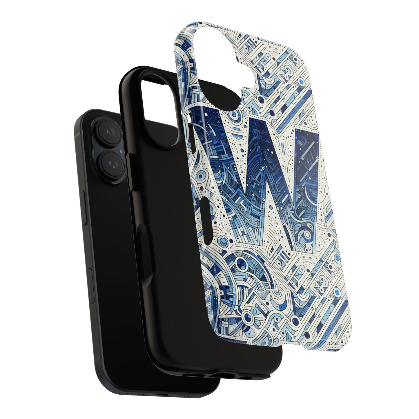 blue alphabet w phone case for smartphones - vibrant 3d wrap design with shock absorption and uv protection, suitable for fans of anime, comics, and unique accessories
