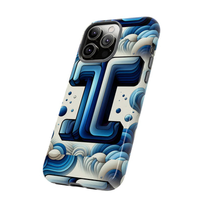 Blue Alphabet T Phone Case with 3D Wrap Design for Kids and Teens Shockproof TPU Cover with Vivid Colours and Anime-Inspired Graphics