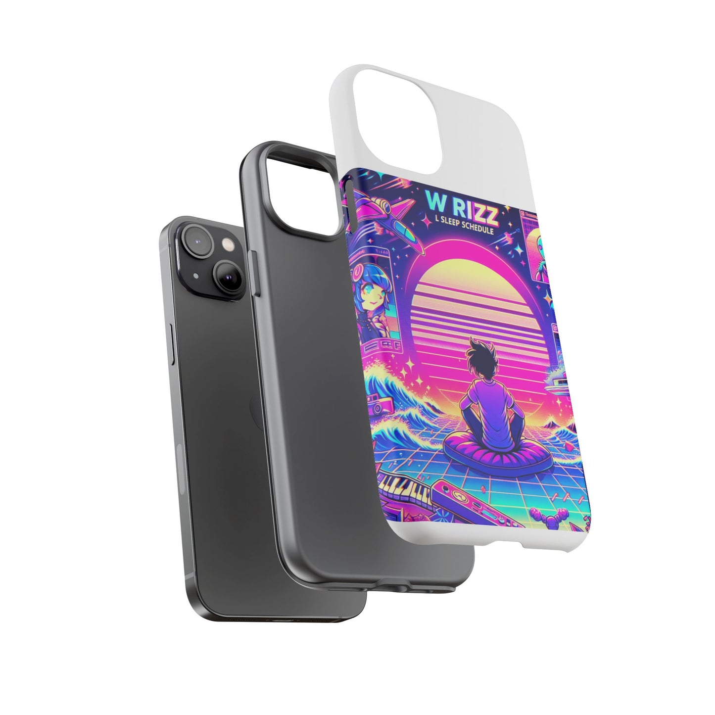 w rizz l sleep schedule protective phone case for anime lovers