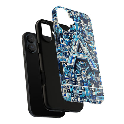 Blue Alphabet Letter A Phone Case for iPhone and Samsung Galaxy Durable Shockproof Cover with 3D Wrap Design Kids and Teenagers Gift