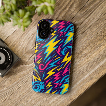 Vibrant Retro Lightning Bolt Protective Phone Case with 3D Design for Fashion Lovers Compatible with iPhone 13, 14, 15 & 16 – all models including Pro, Pro Max & Plus