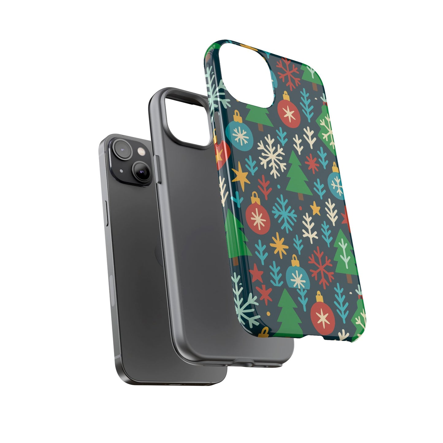 multicolour 3d wrap protective phone case with retro christmas design for stylish protection – compatible with iphone 13, 14, 15 & 16 – all models including pro, pro max & plus