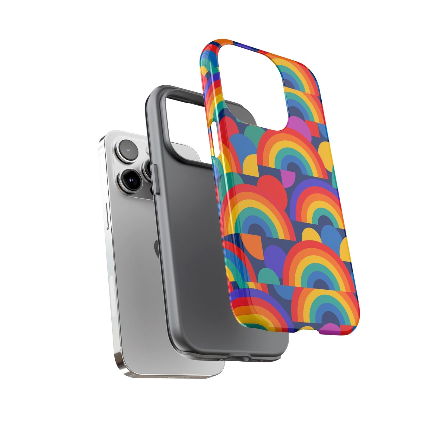 multicolour rainbow design protective phone case – stylish 3d wrap finish for unique expression – compatible with iphone 13, 14, 15 & 16 – all models including pro, pro max & plus