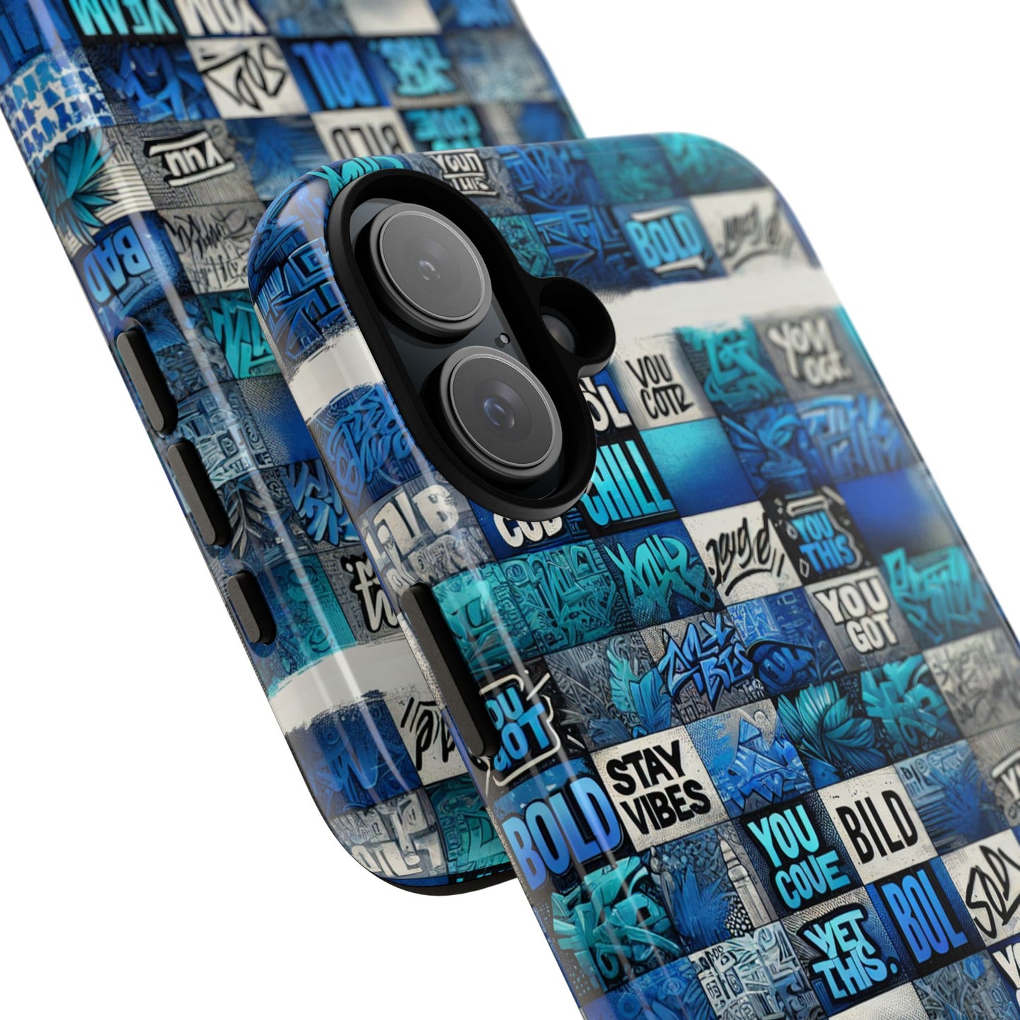 vibrant 3d graphic protective phone case with blue design – playful accessory for stylish protection compatible with iphone 13, 14, 15 & 16 – all models including pro, pro max & plus