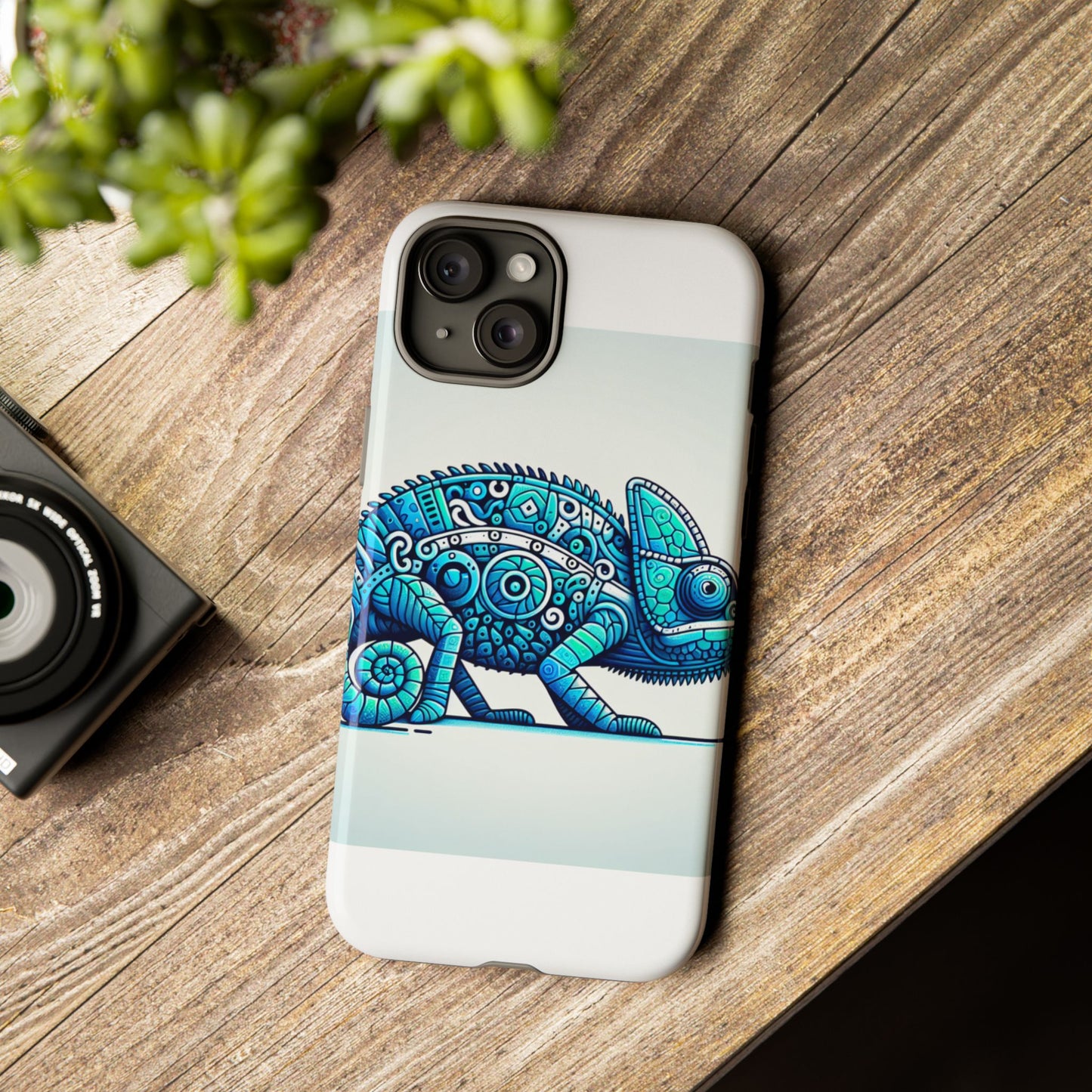 vibrant 3d chameleon print glossy phone case for eye-catching protection compatible with iphone 13, 14, 15 & 16 – all models including pro, pro max & plus