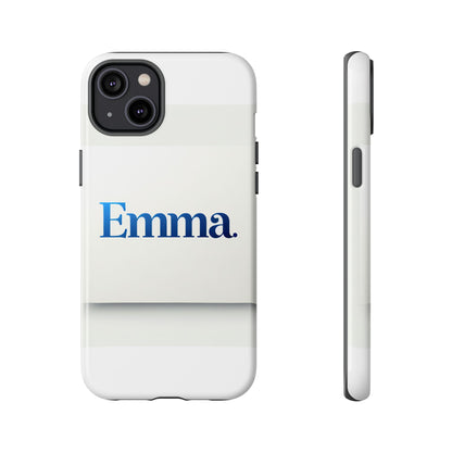 Elegant Personalised Protective Phone Case in White with Blue Typography for Stylish Individuals Compatible with iPhone 13, 14, 15 & 16 – All Models Including Pro, Pro Max & Plus