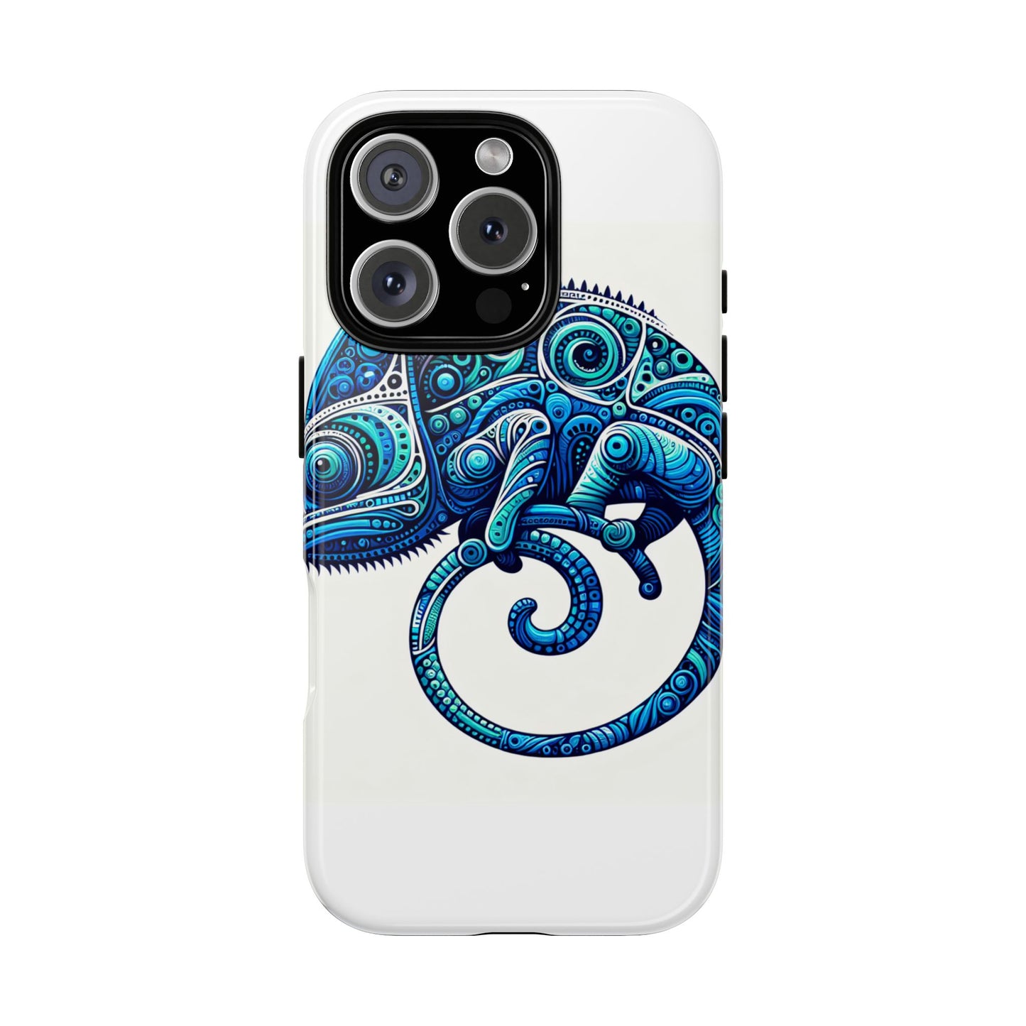 vibrant 3d wrap protective phone case with blue chameleon design, creative accessory for unique style, compatible with iphone 13, 14, 15 & 16 – all models including pro, pro max & plus