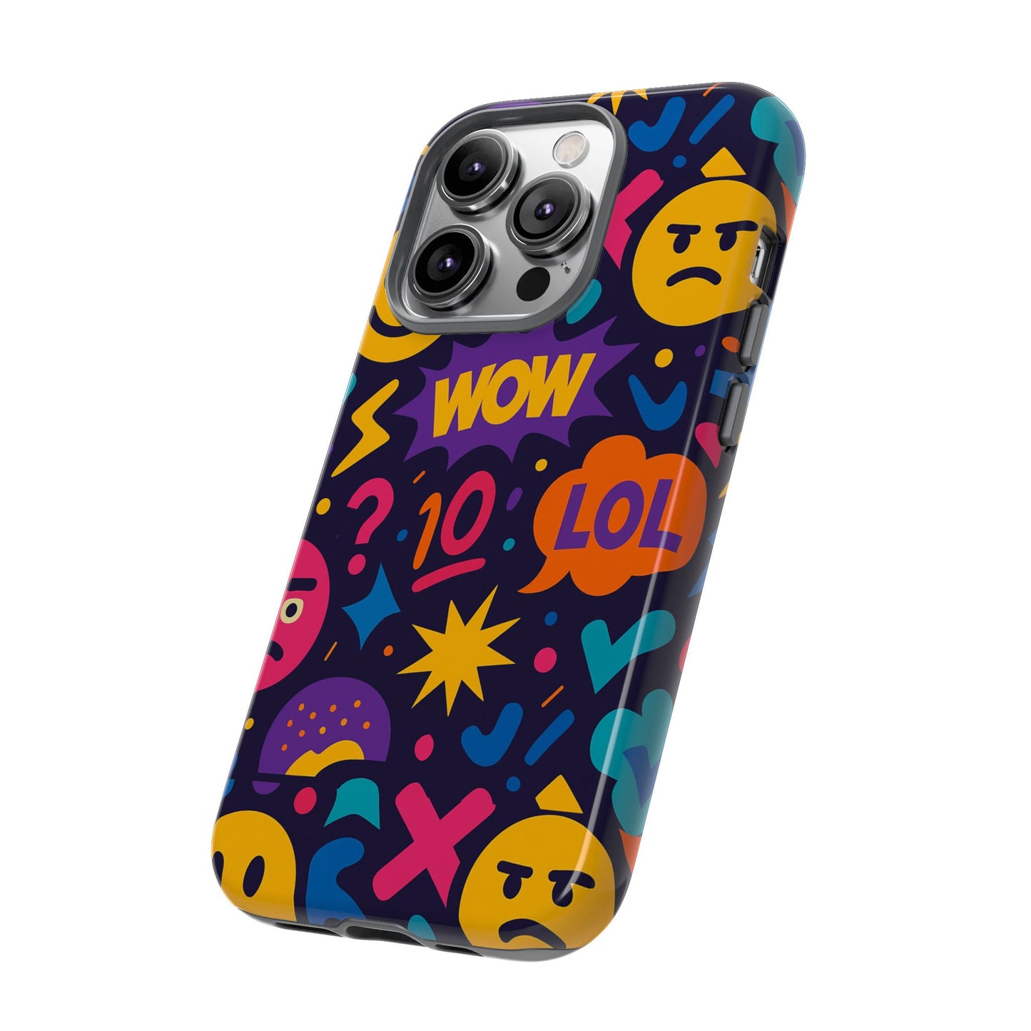 vibrant 3d emoji phone case with fun multicolour design for stylish protection compatible with iphone 13, 14, 15 & 16 – all models including pro, pro max & plus